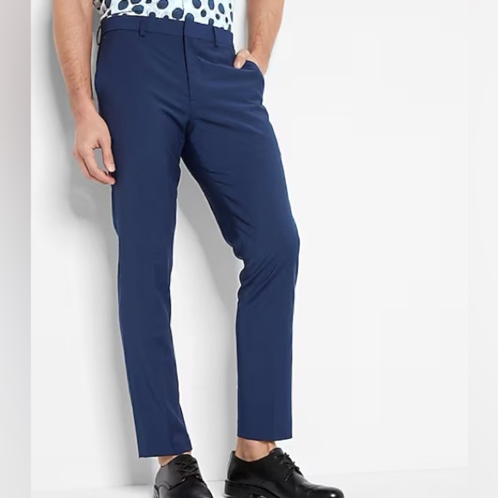 Express Mens Slim Fit Cotton-Blend Dress Pant Blue 30x30
